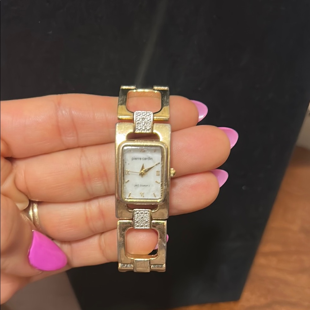 Gold Tone Rectangular Face Watch - Picture 1 of 9